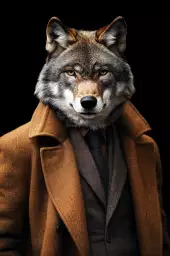 Loup wild suits - tableau animaux habillés