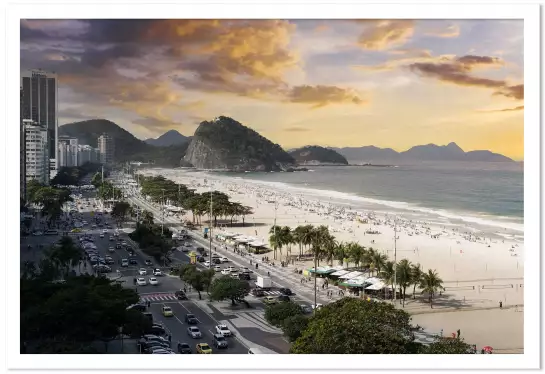 Vue sur Copacabana beach - affiche bord de mer