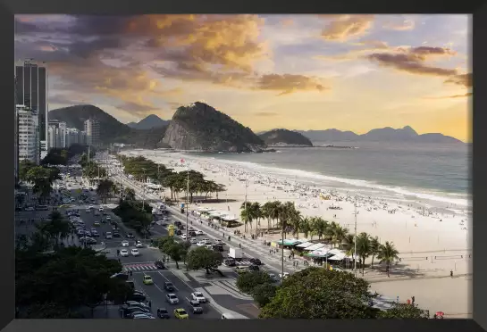 Vue sur Copacabana beach - affiche bord de mer