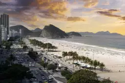 Vue sur Copacabana beach - affiche bord de mer