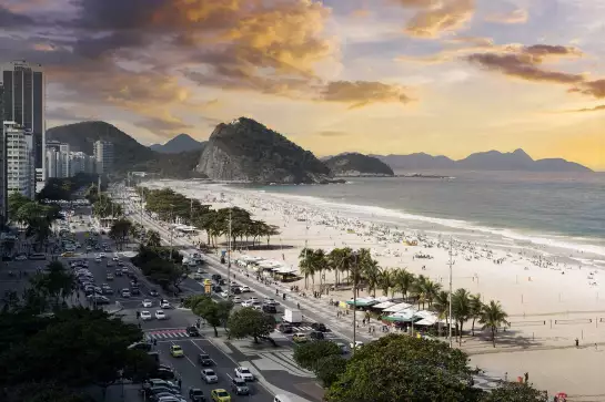 Vue sur Copacabana beach - affiche bord de mer