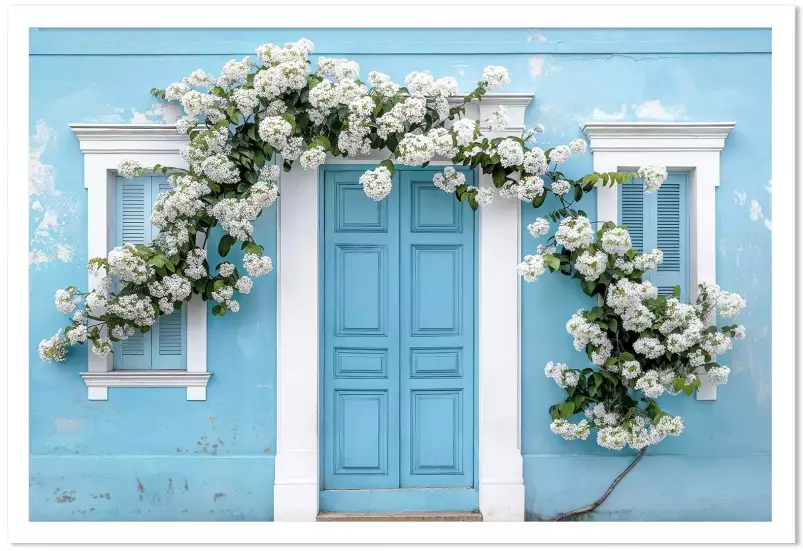 Façade bleue Olinda - affiche architecture