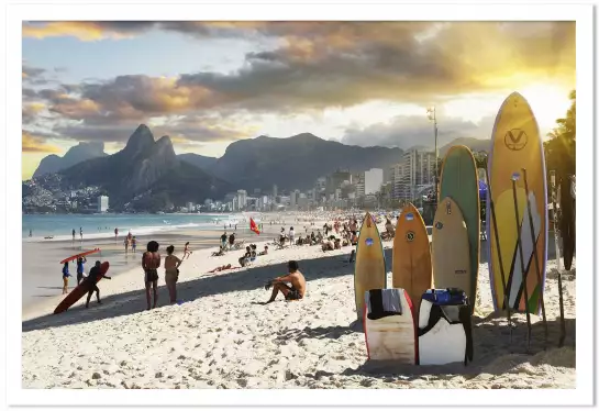 Surf time Copacabana - affiche mer et plage