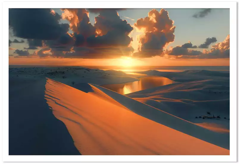 Coucher de soleil sur les lagunes - affiche mer