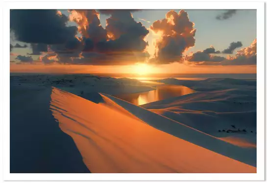 Coucher de soleil sur les lagunes - affiche mer
