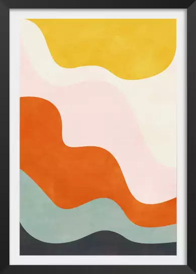Vagues colorées orange - affiche art abstrait