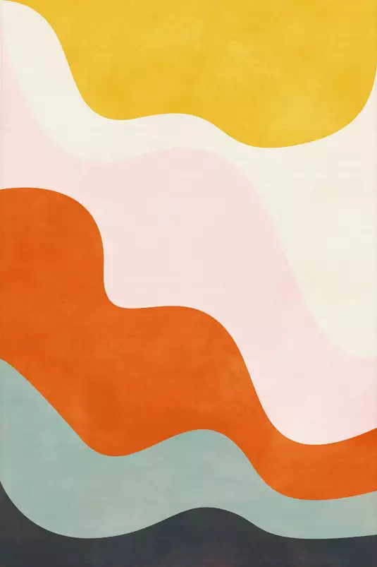 Vagues colorées orange - affiche art abstrait