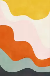 Vagues colorées orange - affiche art abstrait