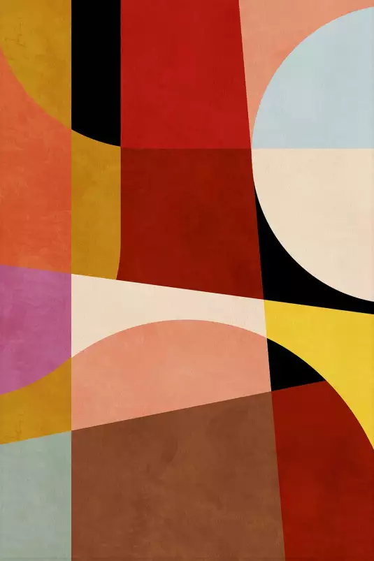 Géométrie Bauhaus coloré - affiche art abstrait