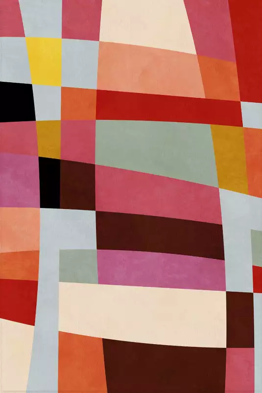 Rectangle Bauhaus coloré - affiche art abstrait