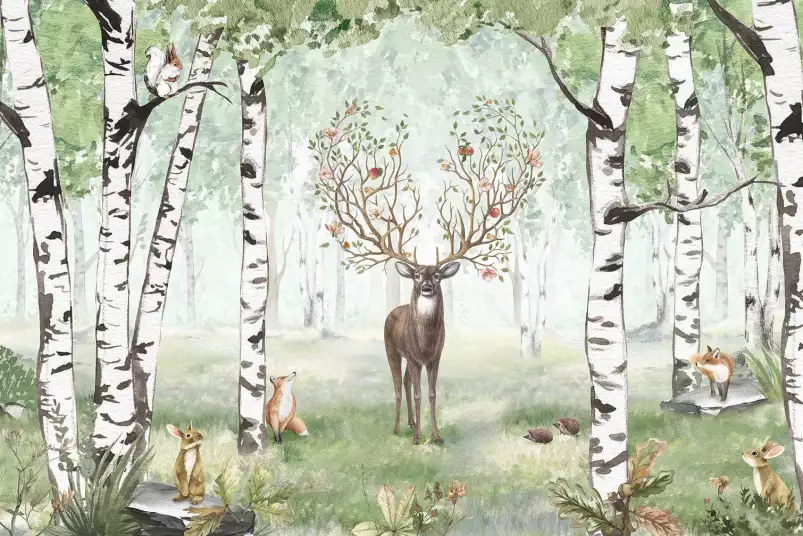 Un cerf en été - tableau chambre enfant