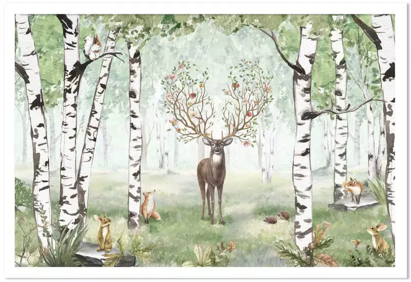 Un cerf en été - tableau chambre enfant