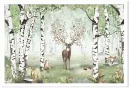 Un cerf en été - tableau chambre enfant