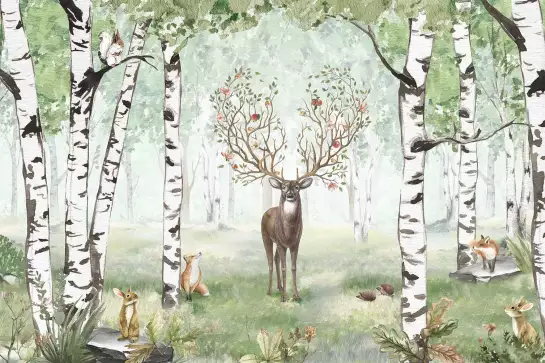 Un cerf en été - tableau chambre enfant