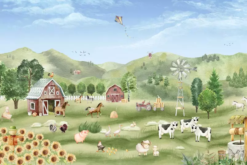 La ferme enchantée - affiche animaux chambre bebe