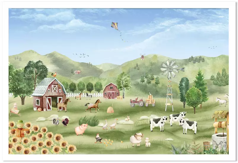 La ferme enchantée - affiche animaux chambre bebe La ferme enchantée - affiche animaux chambre bebe