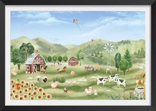 La ferme enchantée - affiche animaux chambre bebe