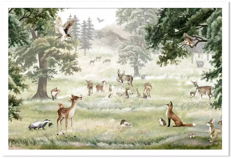 Le sous bois des animaux - affiche chambre enfant