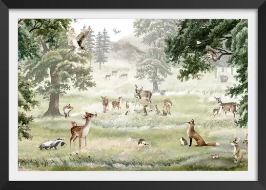 Le sous bois des animaux - affiche chambre enfant