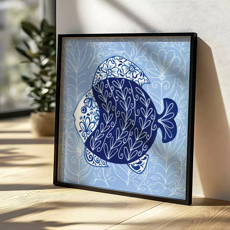 Poisson lune bleue - affiche vintage