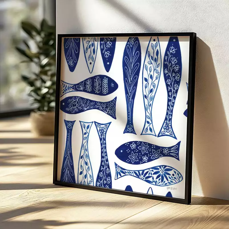 Courant bleu et chinoiserie - affiche vintage