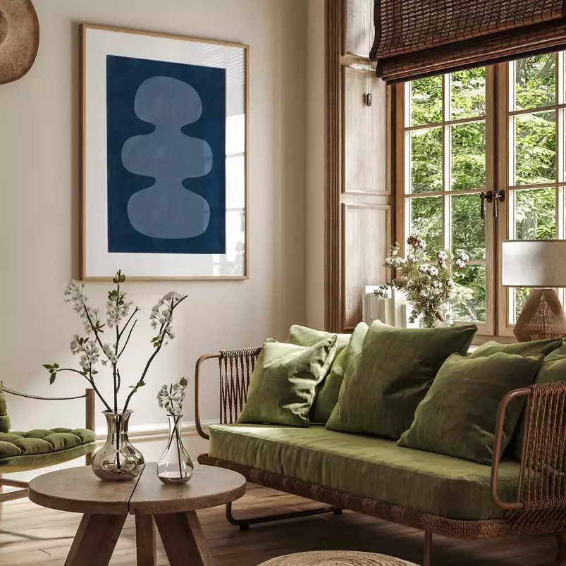 Organique blue - affiche courbe