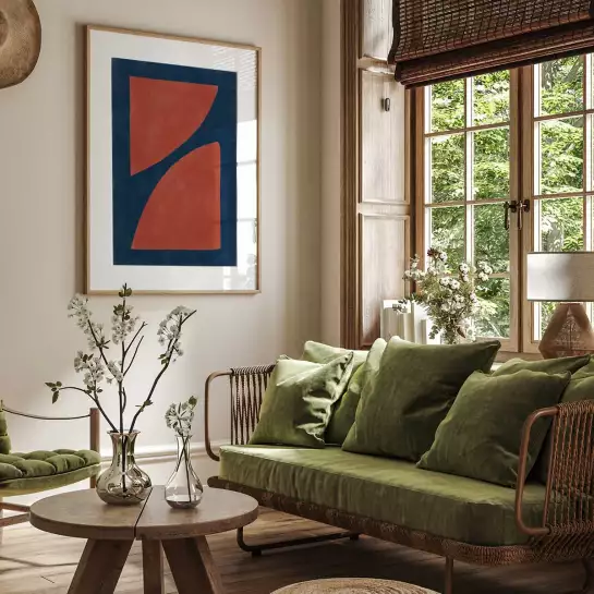 Contraste bleu rouille - affiche courbe