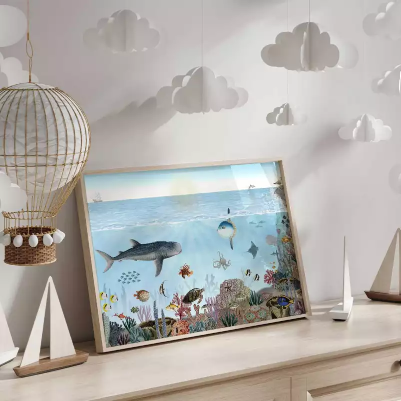 Les aventures de Marius, le requin baleine - affiche chambre enfant