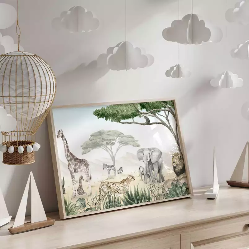 Rythme de la savane - tableau chambre enfant