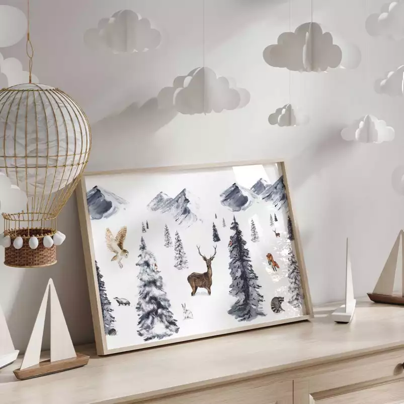 Plaisir de la neige - tableau chambre enfant