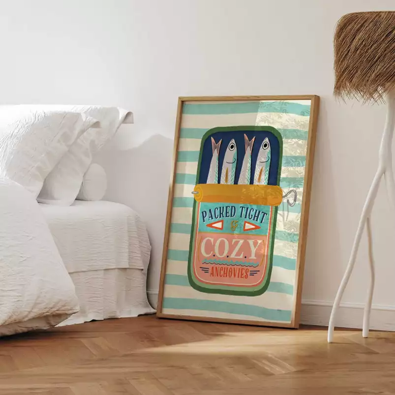 Cozy anchovies - affiche cuisine originale