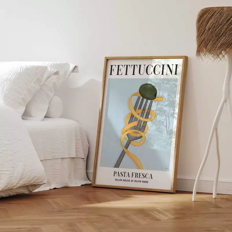 Fettuccini pasta - affiche cuisine originale