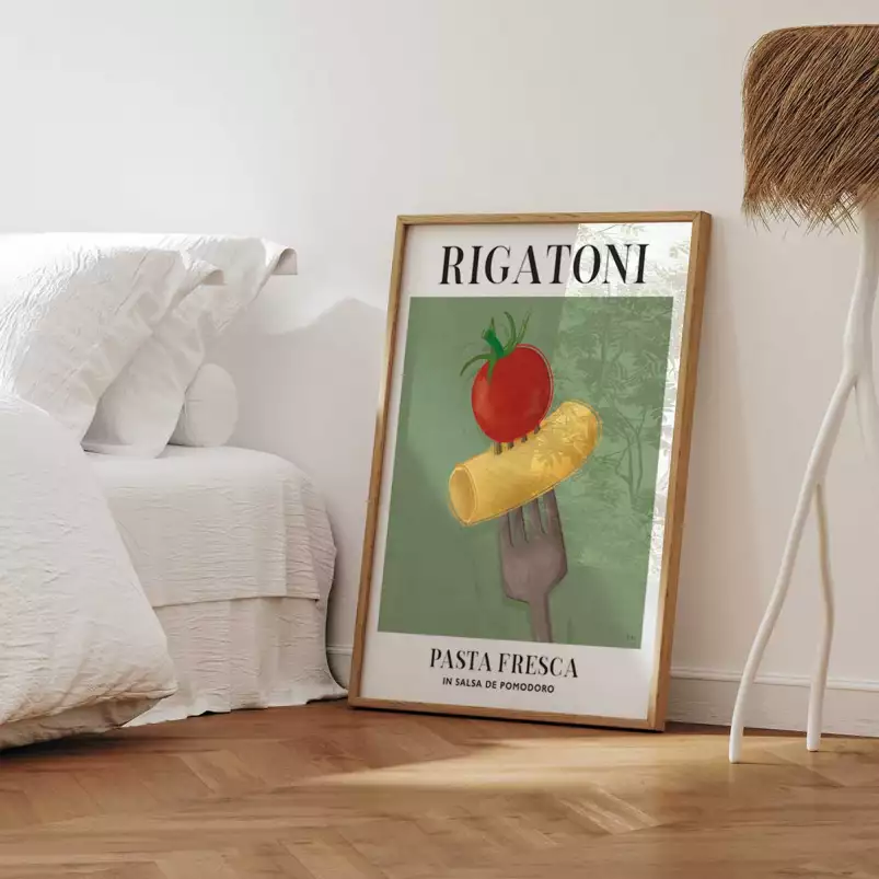 Rigatoni pasta - affiche cuisine originale