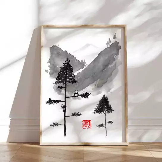 Les pensées du panda - tableau japonais