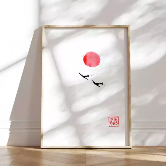 Avions dans le ciel - tableau japonais