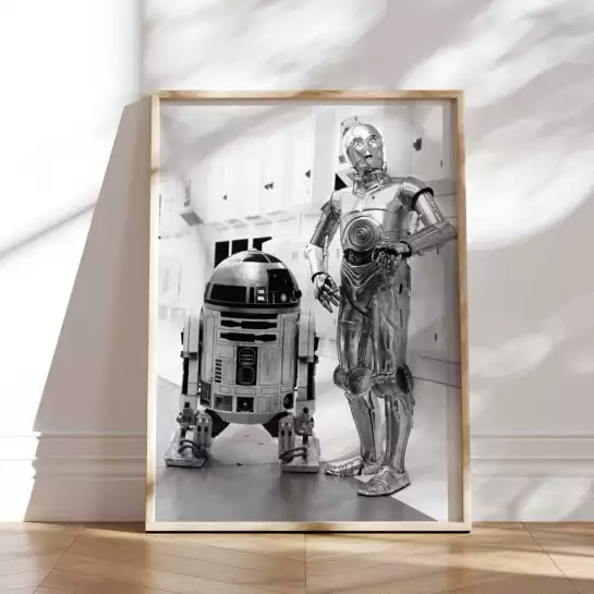 Robots R2-D2 et C-3PO - affiche tournage de cinema