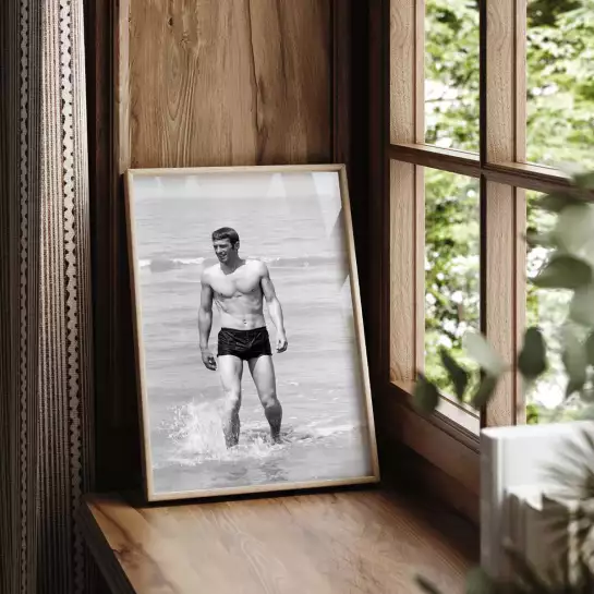 Jean Paul Belmondo, tournage à Dunkerque - affiche acteurs noir et blanc
