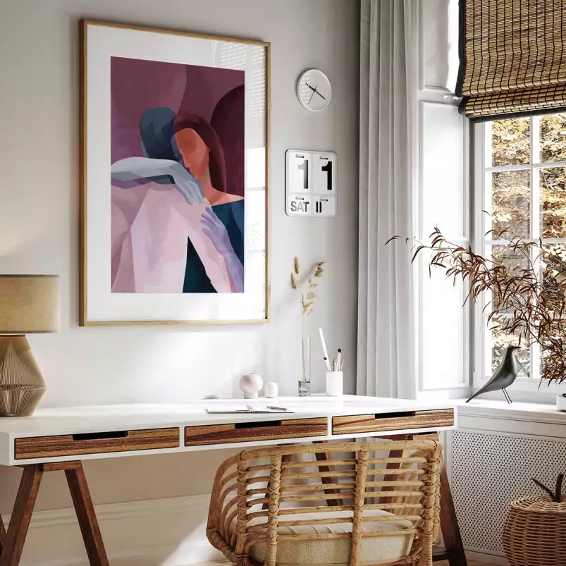 Etreinte en couleurs - tableau art