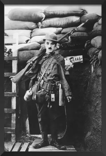 Charlot soldat - affiche cinema noir et blanc