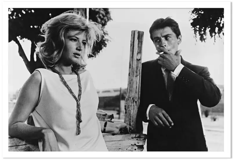 Alain Delon et Monica Vitti - affiche tournage de cinema