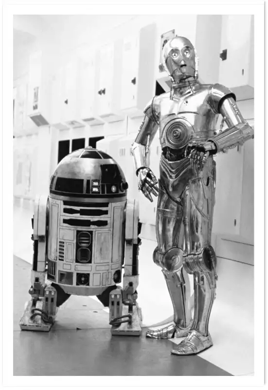 Robots R2-D2 et C-3PO - affiche tournage de cinema