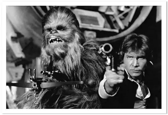 Han Solo et Chewbacca - affiche tournage de cinema