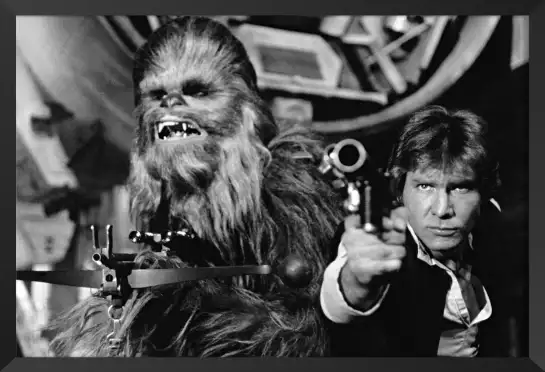 Han Solo et Chewbacca - affiche tournage de cinema