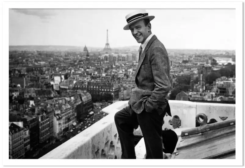 Fred Astaire sur les toits de Paris- Affiche de films noir et blanc