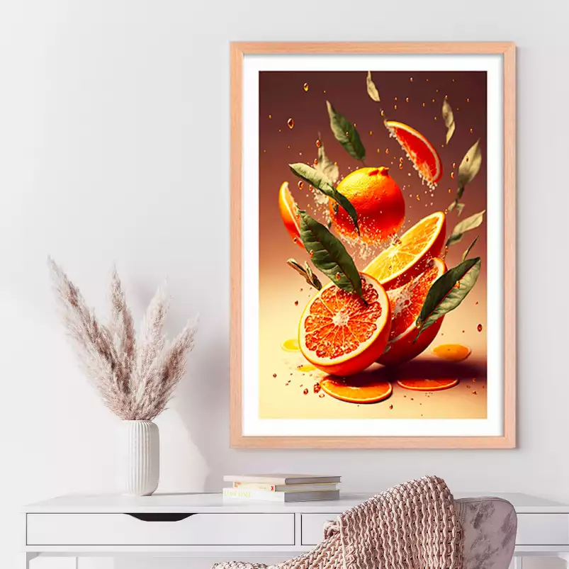 Oranges fraiches - affiche fruits