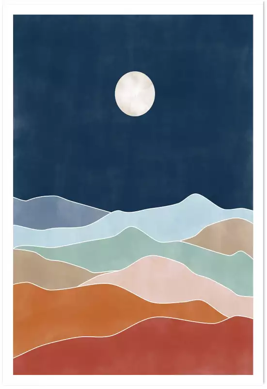 Sunset dans le désert - affiche art abstrait