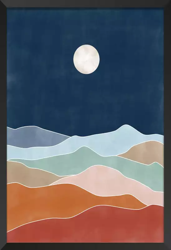 Sunset dans le désert - affiche art abstrait