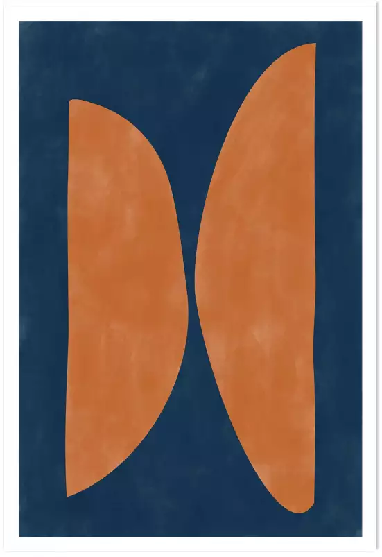 Bleu rouille abstrait - affiche courbe