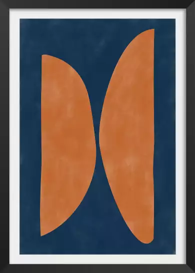 Bleu rouille abstrait - affiche courbe