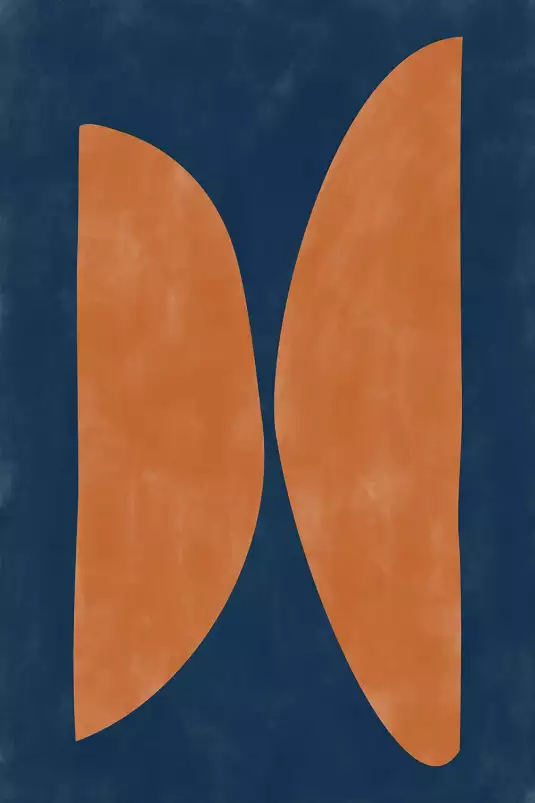 Bleu rouille abstrait - affiche courbe